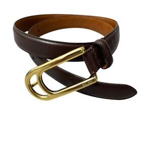 Ralph Lauren Brown Leather Belt with Gold-Tone Buckle Polo Ralph Lauren Brown Logo Leather Belt | Harrods US main image 4